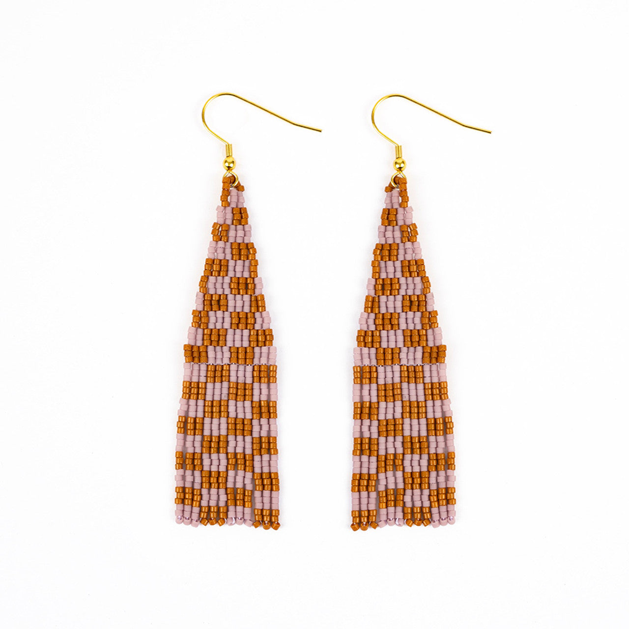 Delica Checkerboard Fringe Earrings