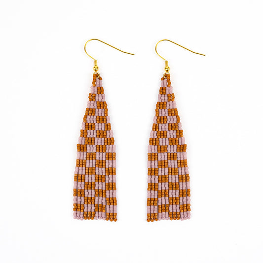 Delica Checkerboard Fringe Earrings