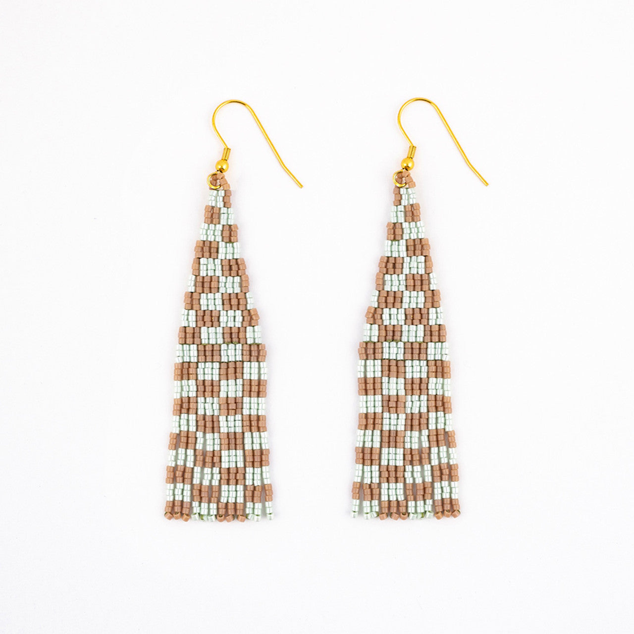 Delica Checkerboard Fringe Earrings