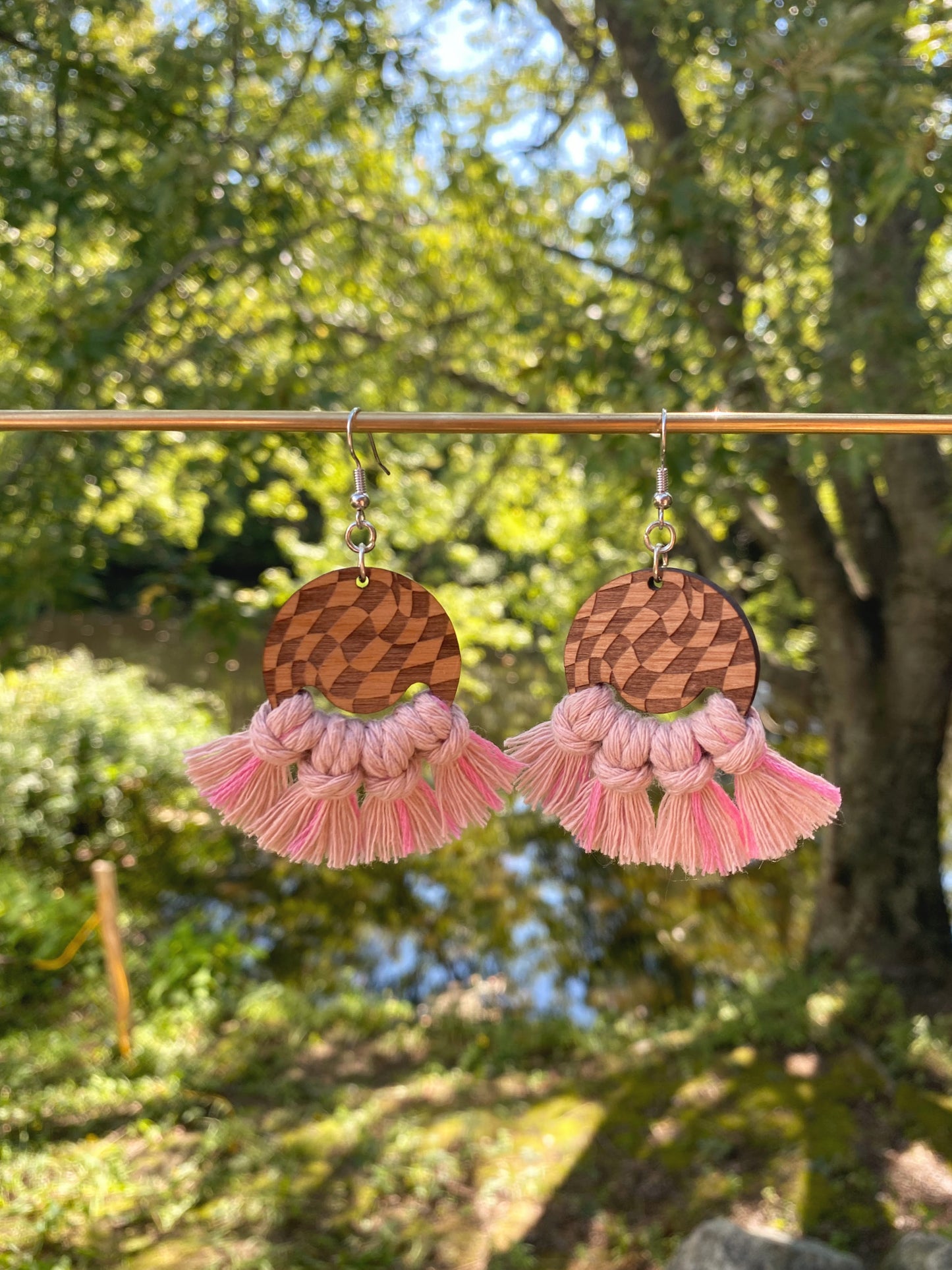 NEW* Checkered Disco Macrame Earrings