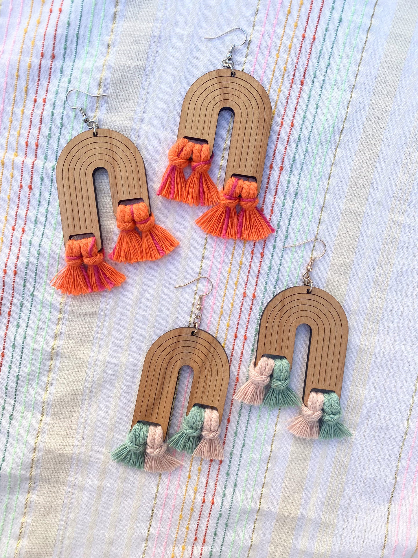 NEW* Double Rainbow Macrame Earrings