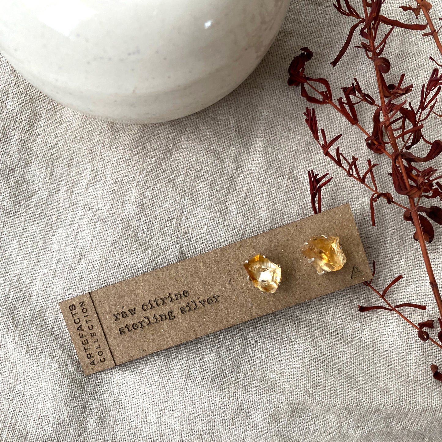 Raw Citrine Pronged Earrings